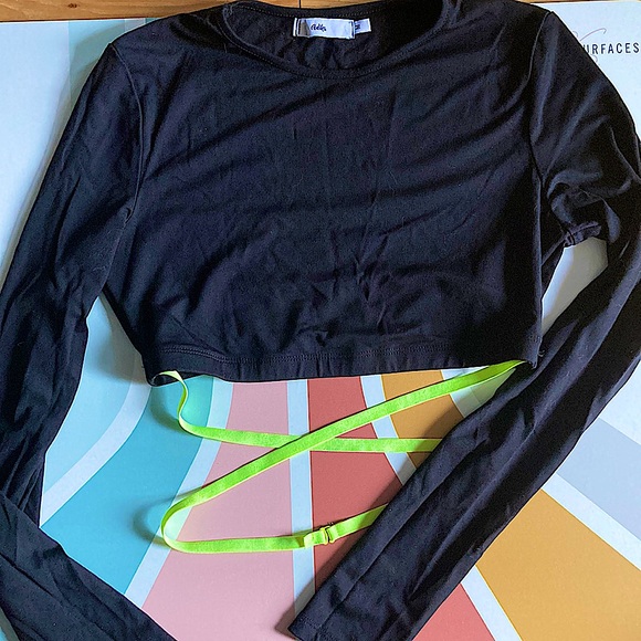 EUC Adika cropped black and neon top - Picture 1 of 3